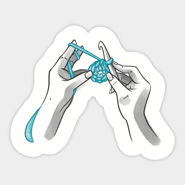 Crocheting hands Sticker by alevalens